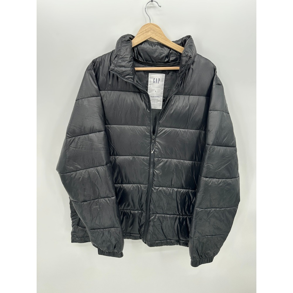 Gap ColdControl Puffer Jacket Mens‎ Large Black Water Repellent Full Zip Quilted